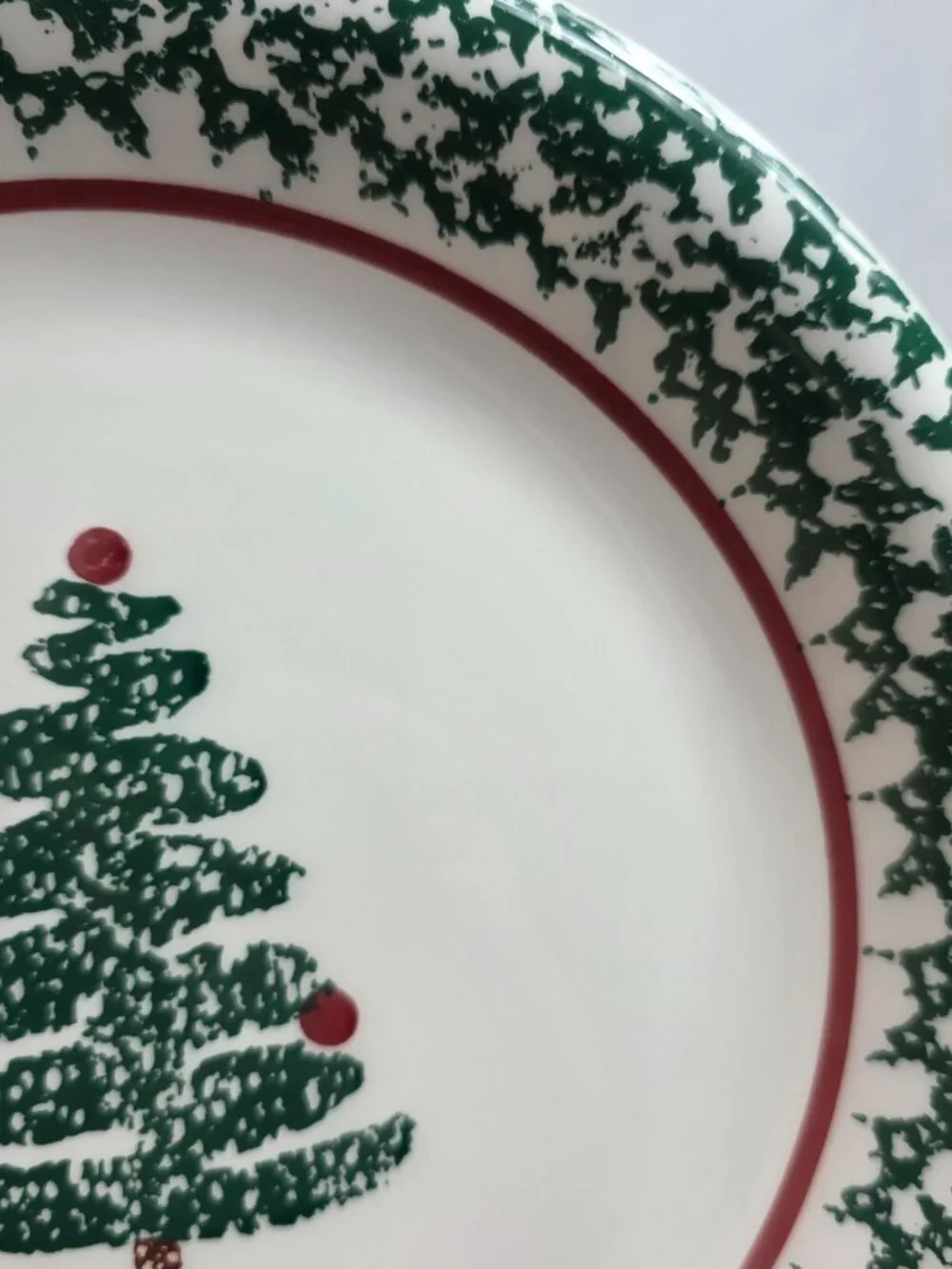 ONE Furio Christmas Tree Dinner Plate Green Sponge Tree & Edge Made in Italy